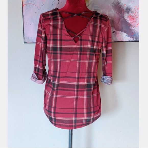 French Laundry Red Plaid Top Size Small - Picture 3 of 4